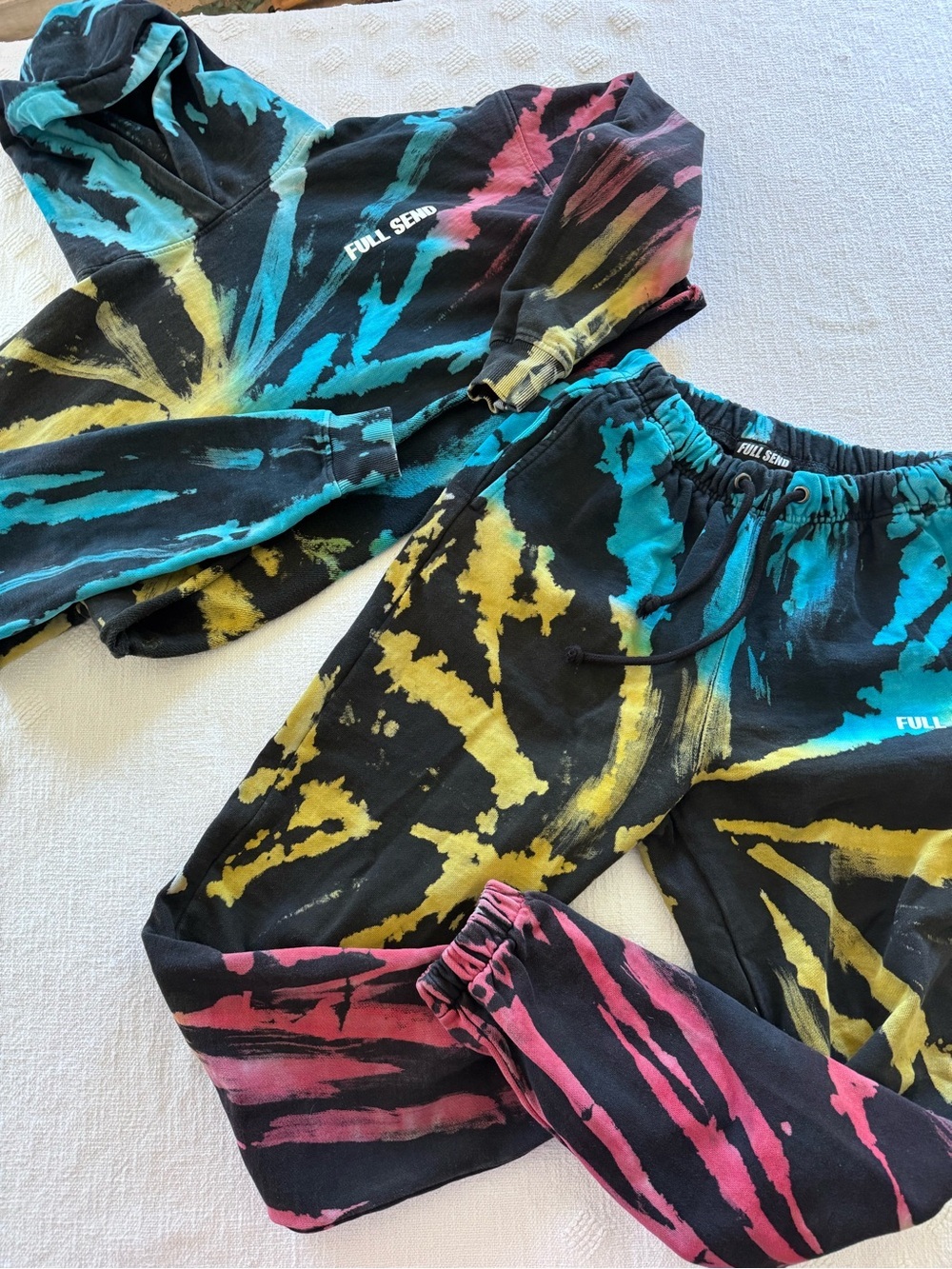 Full Send womens Sweatsuit  Tie Dye Multicolor Heater 🔥